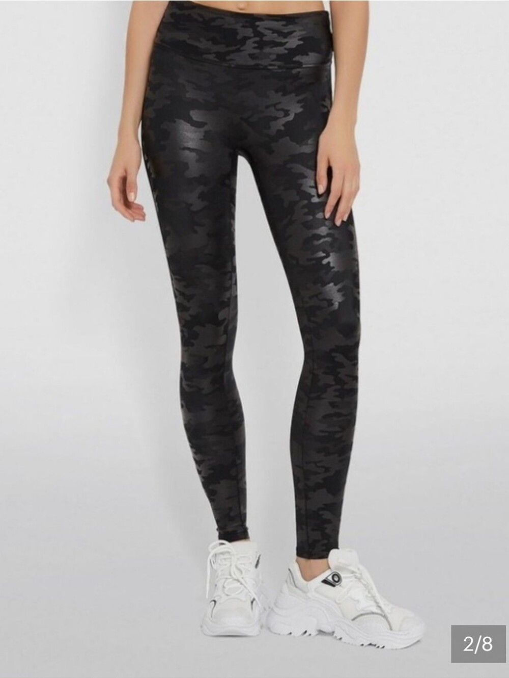 SPANX Black Camo Leggings Med High Rise Sculpting Athleisure Activewear